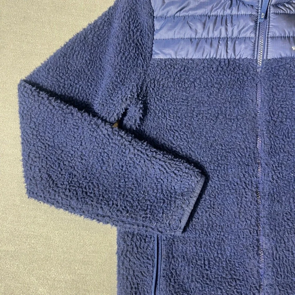 Vineyard Vines Boys Navy Blue Sherpa Fleece Full Zip Jacket Size Large 16